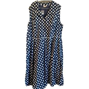 EUC ESHAKTI BLUE AND WHITE POLKA-DOT SHIRT DRESS 4X/30